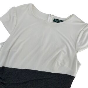 Lauren Ralph‎ Lauren Sheath Dress Color Block Career Workwear White Black 12